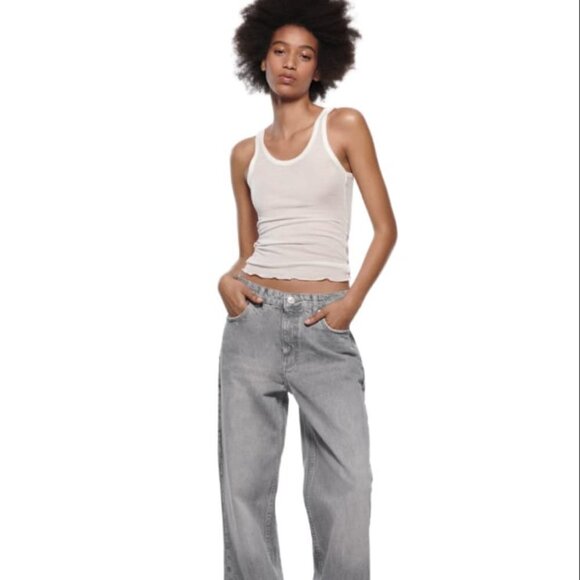 ZARA LOW RISE LOOSE JEANS GRAY 6688/040 SIZE 4 - Picture 1 of 16